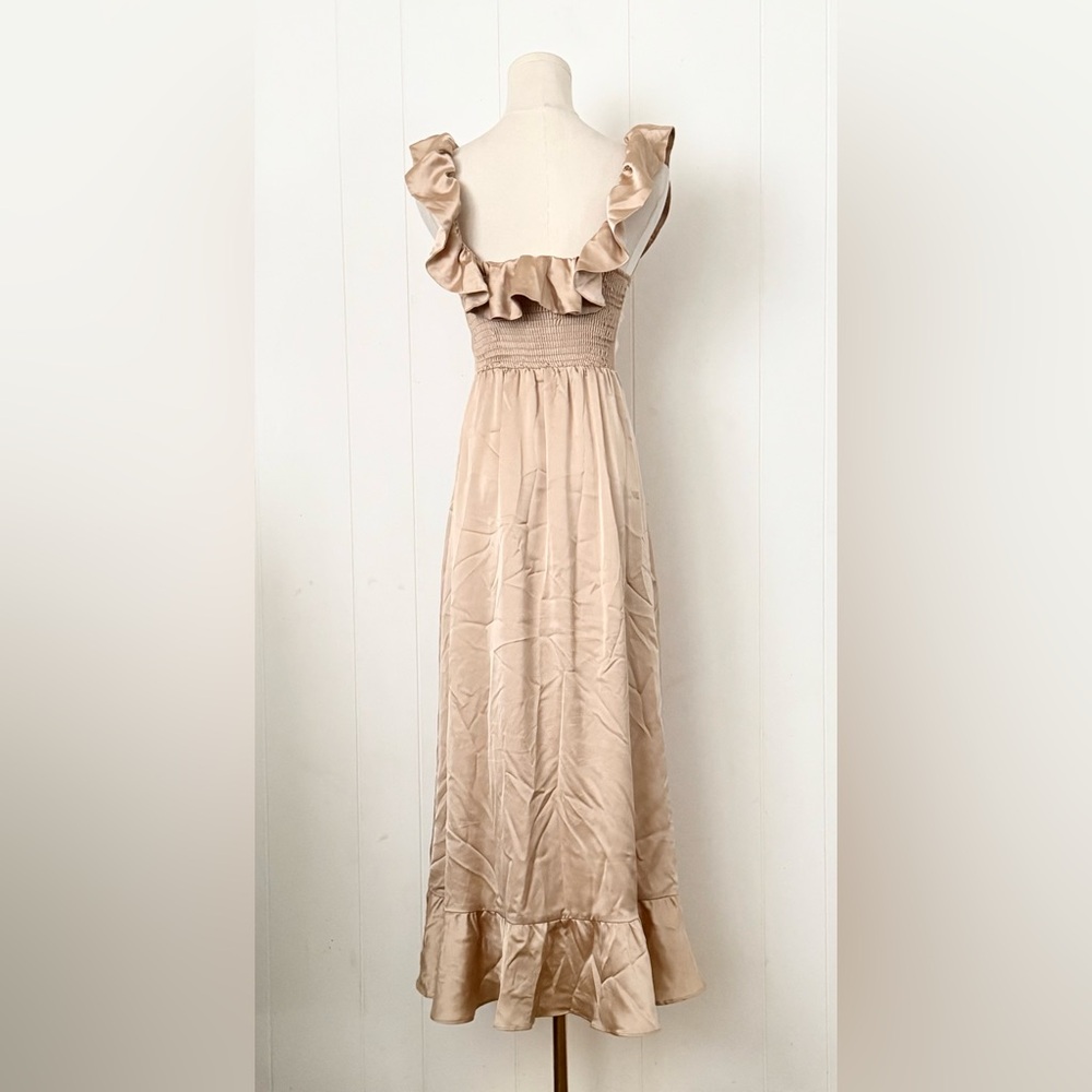 Show Me Your MuMu Alexis Midi Dress Small Champagne Luxe Satin - Picture 9 of 14